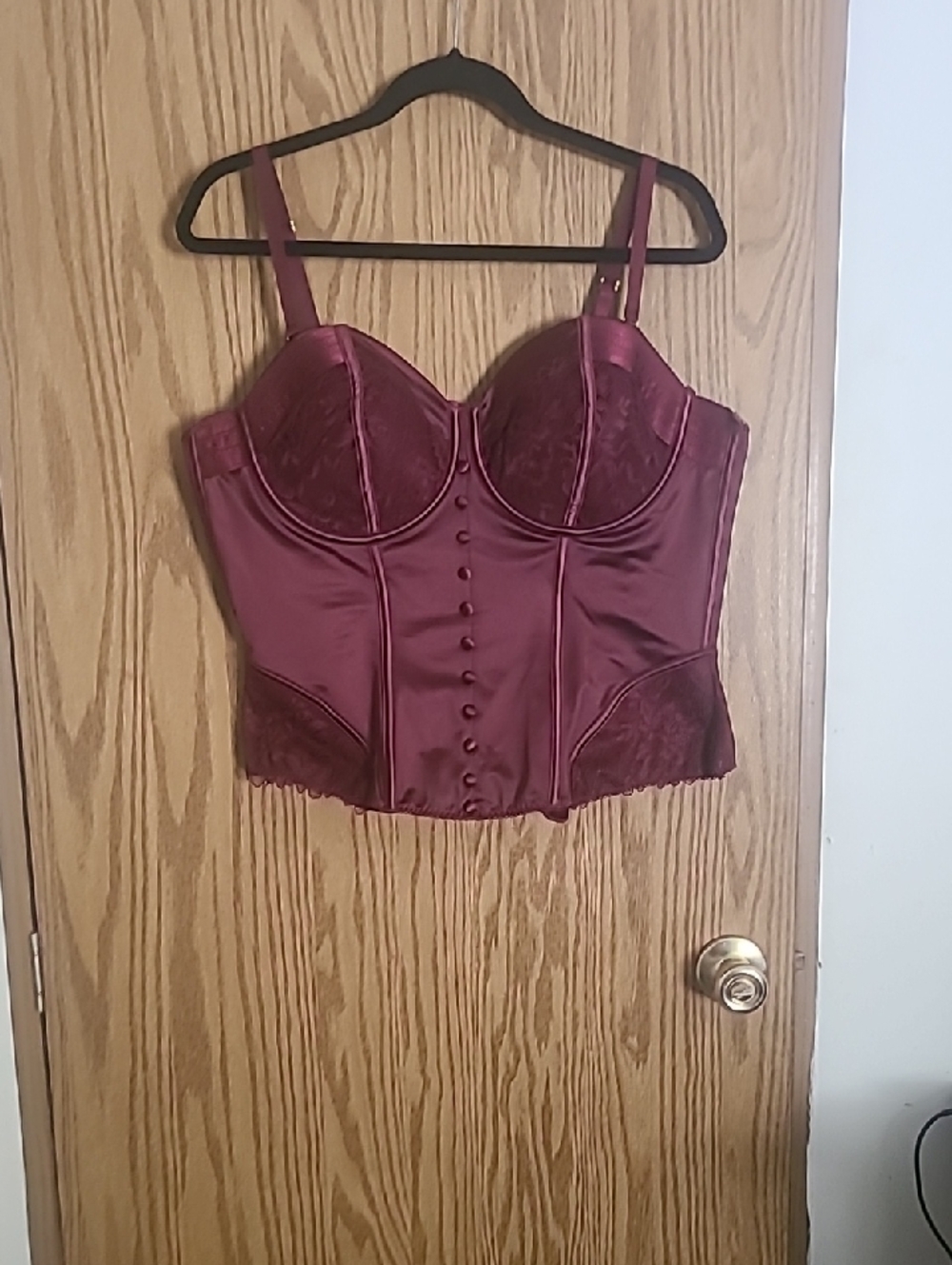 Torrid Curve In Satin Bustier Corset Top in Burgundy